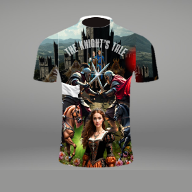CAMISA 03: After a war for territory and  having fought bravely like great knights. Two friends compete for the love of a maiden. A tragic story, involving war and gods
