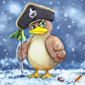 craiyon_141926_pok_mon_farfetch_d_as_a_pirate_captain_with_black_glasses_in_the_snow