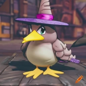 craiyon_173940_Pokemon_Farfetch_d_using_a_witch_hat__in_Borderlands_game_style