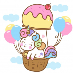 Cute Unicorn Vector On Icecream Balloon