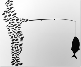 plakater-fiskersilhouette-dannet-av-sma-fisk