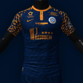 Dylan’s Instagram photo_ “Montpellier Home Kit Concept 🧡💙 #ConceptKit #KitConcept #KitCreator #CreatorKit #Graphisme #Sport #Shirt #Jersey #Foot #Football #France…”