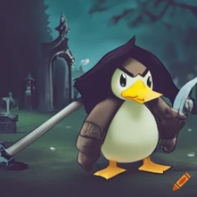 craiyon_143714_Pokemon_Farfetch_d_dressed_as_reaper_wielding_a_scythe_on_moonlit_graveyard