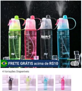 Garrafa com borrifador 600ml (plástico) - R$ 17,90
