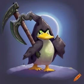 craiyon_143823_Pokemon_Farfetch_d_dressed_as_reaper_wielding_a_scythe_on_moonlit_graveyard