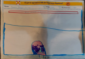 Isabela, 4 anos - Em: "Descer de costas na piscina"