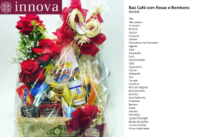 Baú Café com Rosas e Bombons - Innova Cestas e Flores