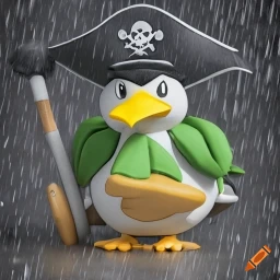 craiyon_134441_pok_mon_farfetch_d_as_a_pirate_captain_in_the_rain