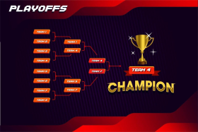 Baixar esporte moderno jogo torneio campeonato concurso estágio suporte placa vetor com ouro campeão troféu prêmio ícone ilustração fundo no layout de estilo de tema de tecnologia_ gratuitamente