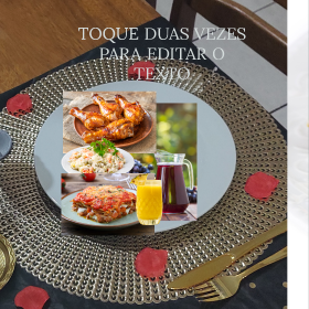 Lasanha, coxa assada, maionese, sucos
