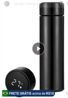 Garrafa Térmica com Termômetro digital 500ml - R$18,99