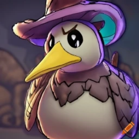 craiyon_174725_Pokemon_Farfetch_d_using_a_witch_hat__in_Borderlands_game_style
