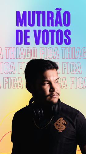 Reality show mutirão de votos colorido roxo Story do instagram