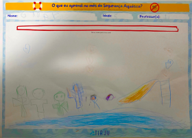 Gabriel, 5 anos - Em: "Nunca nadar sozinho"