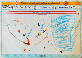 André, 4 anos - Em: "O ralo que puxa"