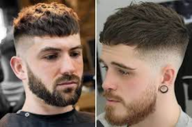 Cabelo alto com lateral baixa e barba natural