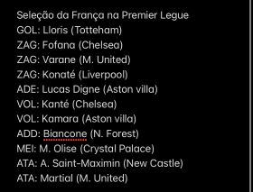 Seleção Francesa Premier Legue 