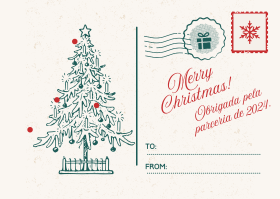 Beige and Red Illustrated Merry Christmas Greeting Card